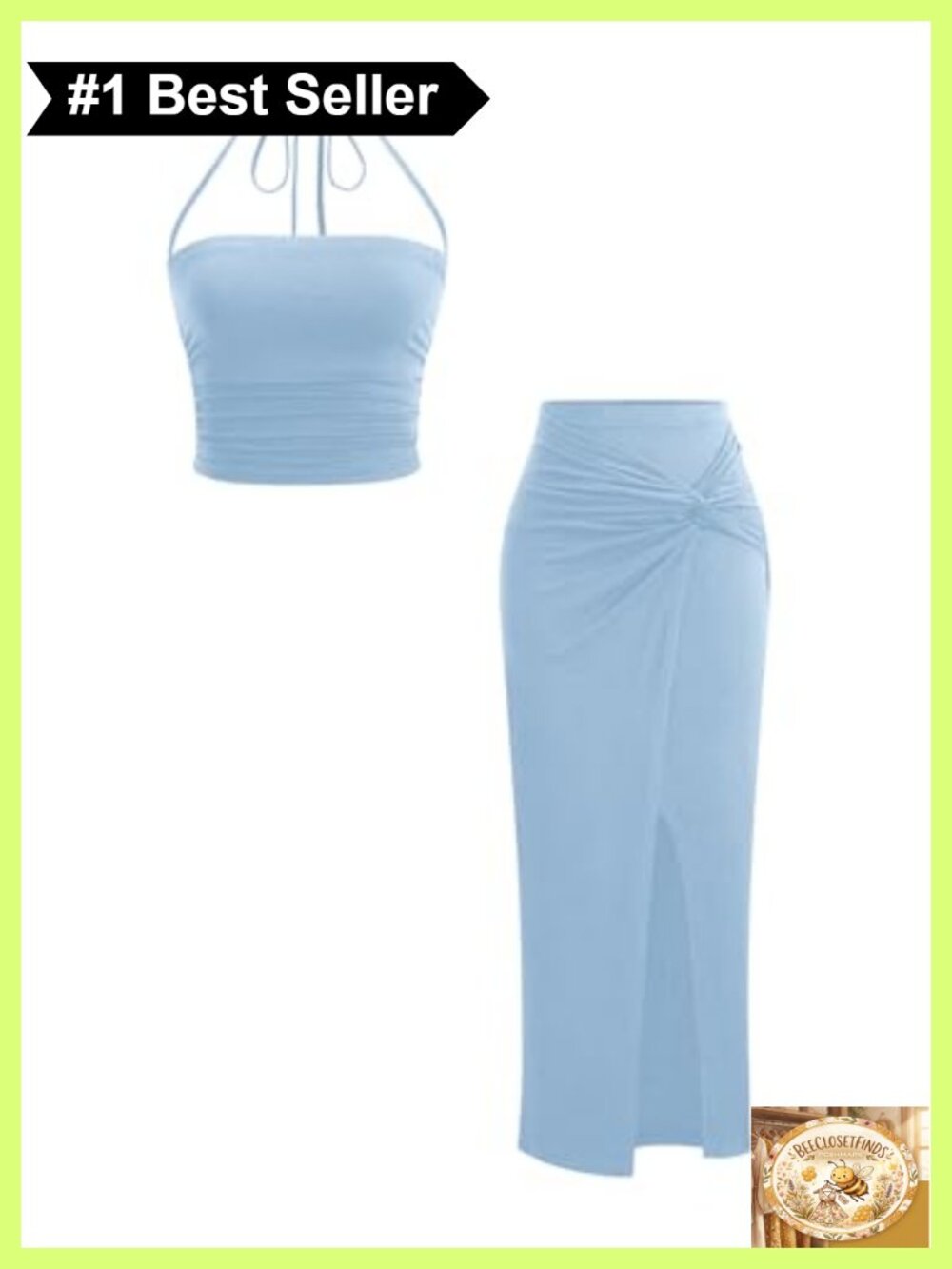 Verdusa Women 2 Piece Set Sleeveless Twist Knot Wrap Skirt Going Out